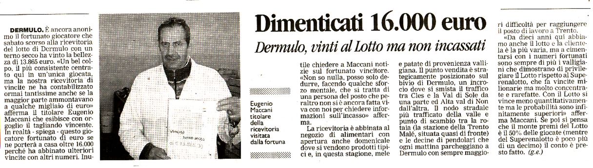 2008-09-24 00:00:00 - Dimenticati 16.000 euro - Eccher Giacomo - Trentino